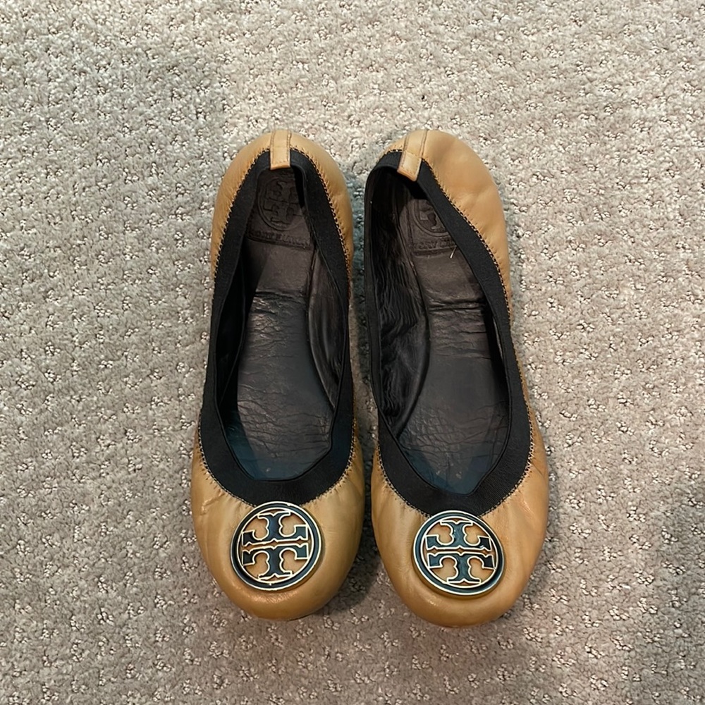 Tory Burch brown and black ballet flats